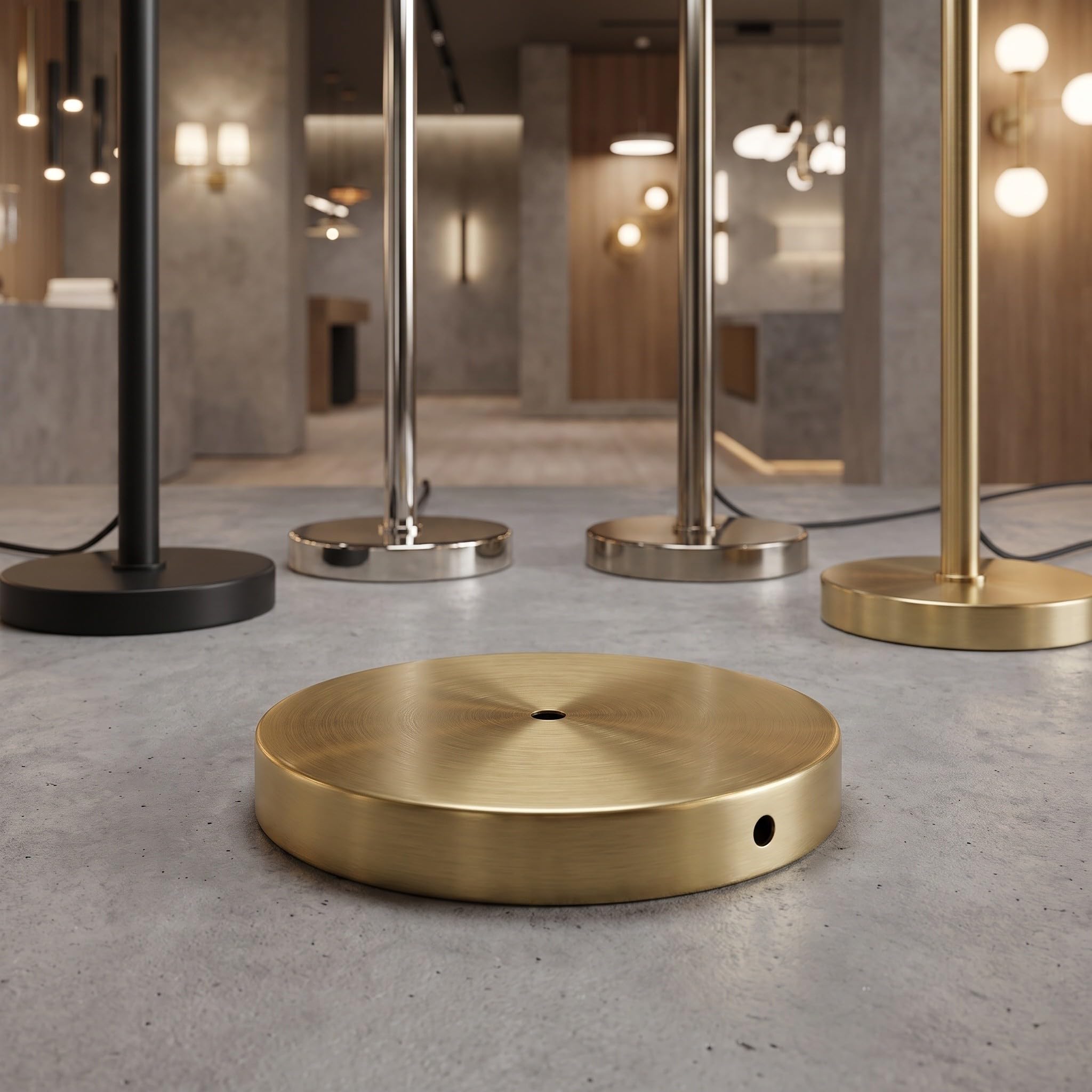 POPETPOP Base de Lámpara Redonda de Plástico Dorado con Soporte Estable