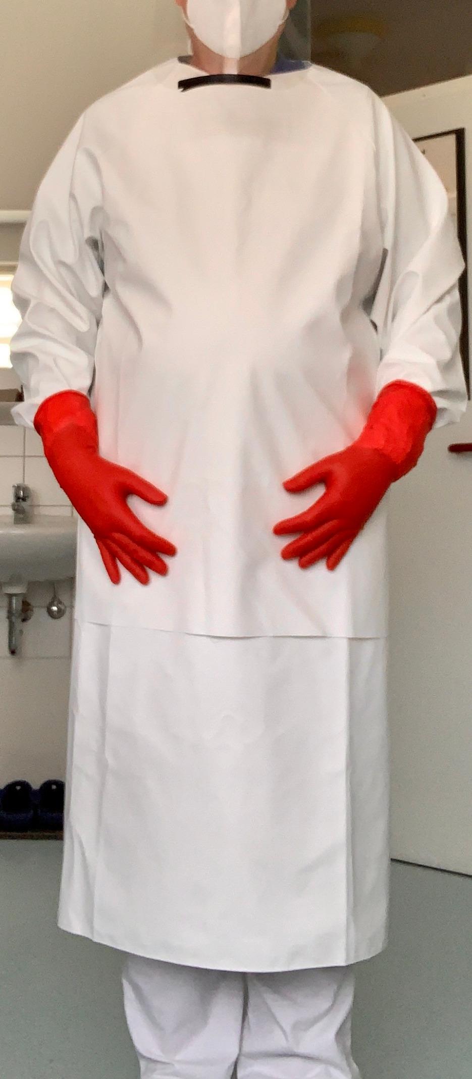 5 Stück Profi Gummischürzen PVC 120x120cm - Metzgerschürze Grün Mit Kordelzug