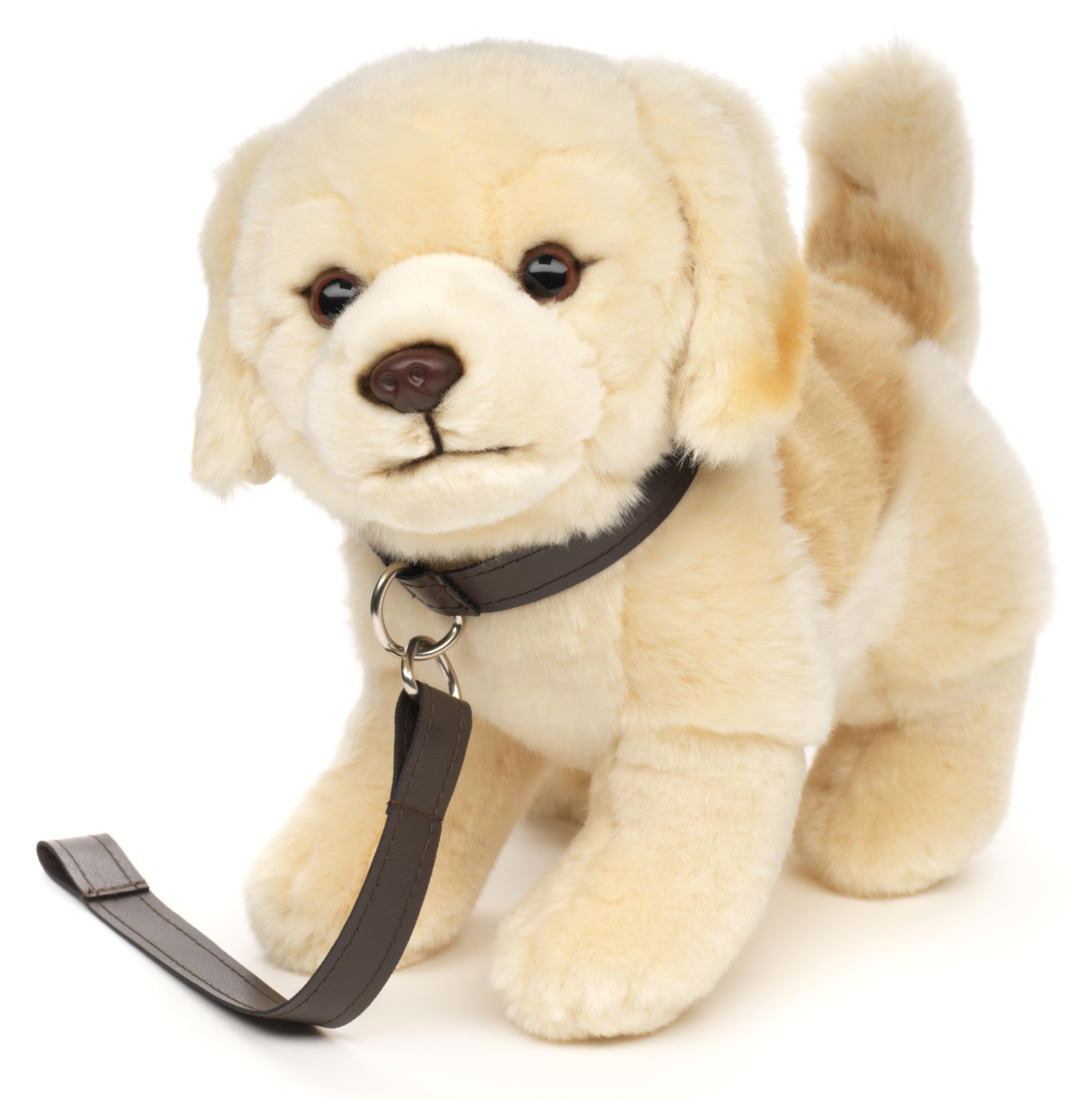 Uni-Toys - Golden Retriever puppy, standing (with leash) - 22 cm (height) - plush dog, pet - plush toy, cuddly toy