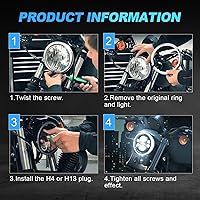 Vista 8 de SUPAREE Faro delantero LED de 5.75 pulgadas para motocicleta, Plug & Play, 5-3/4 pulgadas, compatible con Dyna Softail Deuce Wide Glide Sportster