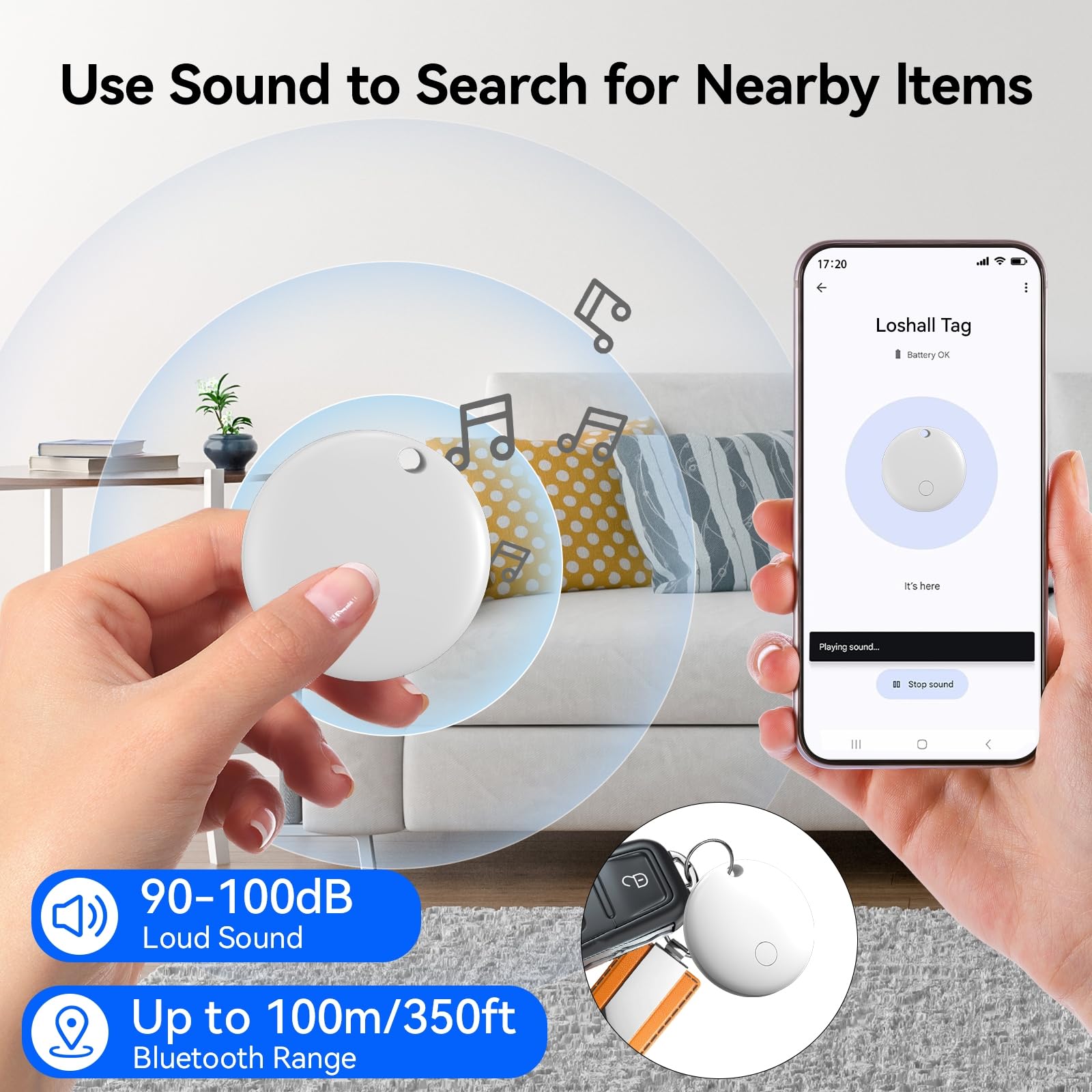 Android Smart Tracker Tag, Localizzatore Bluetooth Compatibile con Andriod, Air Tracker Tag Con Due Protezioni in Silicone Tracker per Chiavi, Bagagli, Borse, Zaini, Impermeabile