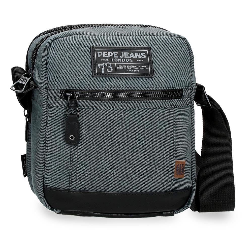 Pepe Jeans Aiden Two Compartments Navy Shoulder Bag 17x22x7.5 cm Polyester with Synthetic Leather Details 2.81L by Joumma Bags