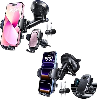 YRU True Military-Grade [360 Rotation Suction] 2026 Ultimate Car Phone Holder Mount [90+LBS Safest Strongest & Patent Certs] Dashboard Windshield Vent for iPhone 17 16 Pro Max Samsung