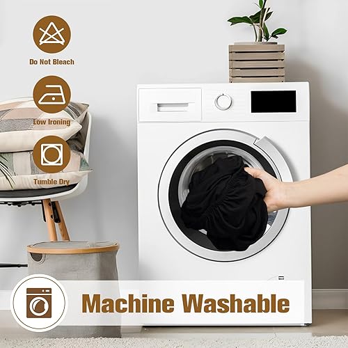 Miniatura 5 de NEWISHER Mantel rectangular negro de 72 x 30 pulgadas, borde elástico, poliéster de elastano elástico, se adapta a mesas de 6 pies, ideal para