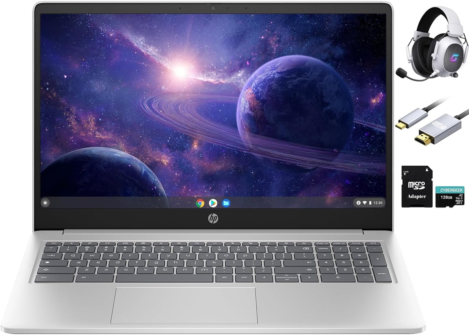 HP Chromebook 15.6 inch Laptop for Students, 15.6″ HD Display, Intel N200 Proces…