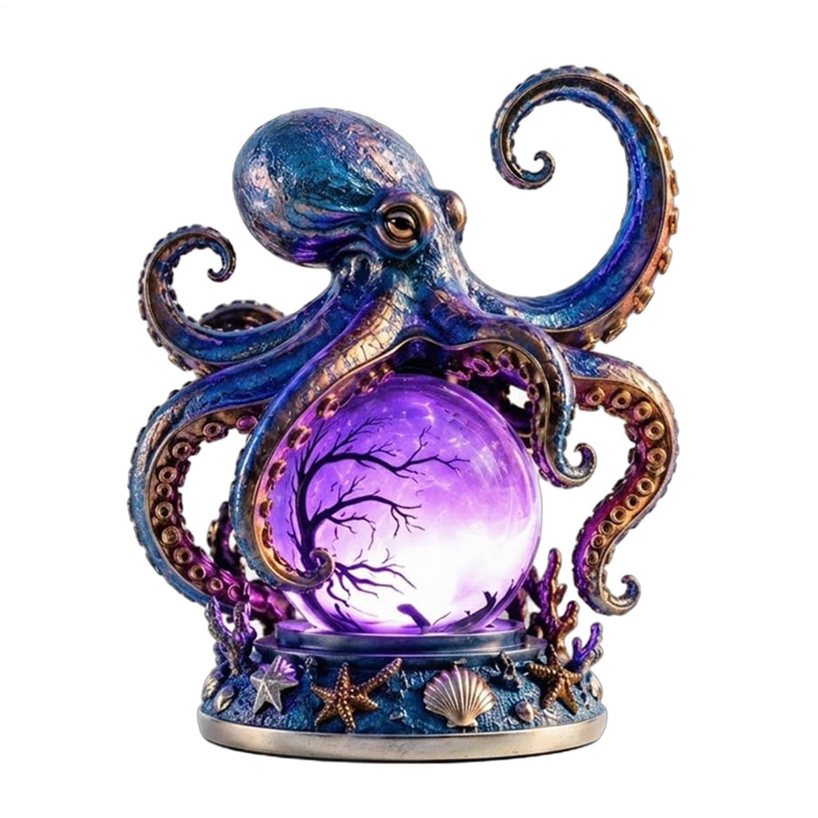 Lampada a forma di polpo divertente in resina alimentata tramite USB, decorazione di Halloween | Deep Sea Statua Lampada da Tavolo Notte per Casa Camera da Letto Dormitorio Ufficio Scrivania Mensola Tavolo Angolo Lettura