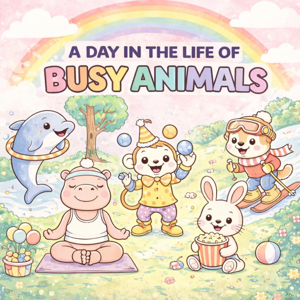 A Day in the Life of Busy Animals: A Fun and Relaxing Coloring Book for Everyone Packed with Cute Animal Characters and Simple Scenes to Spark Joy
