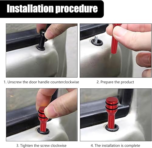 Miniatura 5 de 4 pernos de elevación para puerta de automóvil, 1.93 pulgadas, perilla de bloqueo de metal para puerta de seguridad, reemplazo de pasador, cubierta