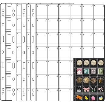 Coin Album Pages 5-Piece Set Stamp Album Mini Photo Album Pin Badge Medal Coin Storage Collection A4 Size Coin Collecting Pages Money Pockets Commemorative Coin Pocket Holder Medal Storage Case