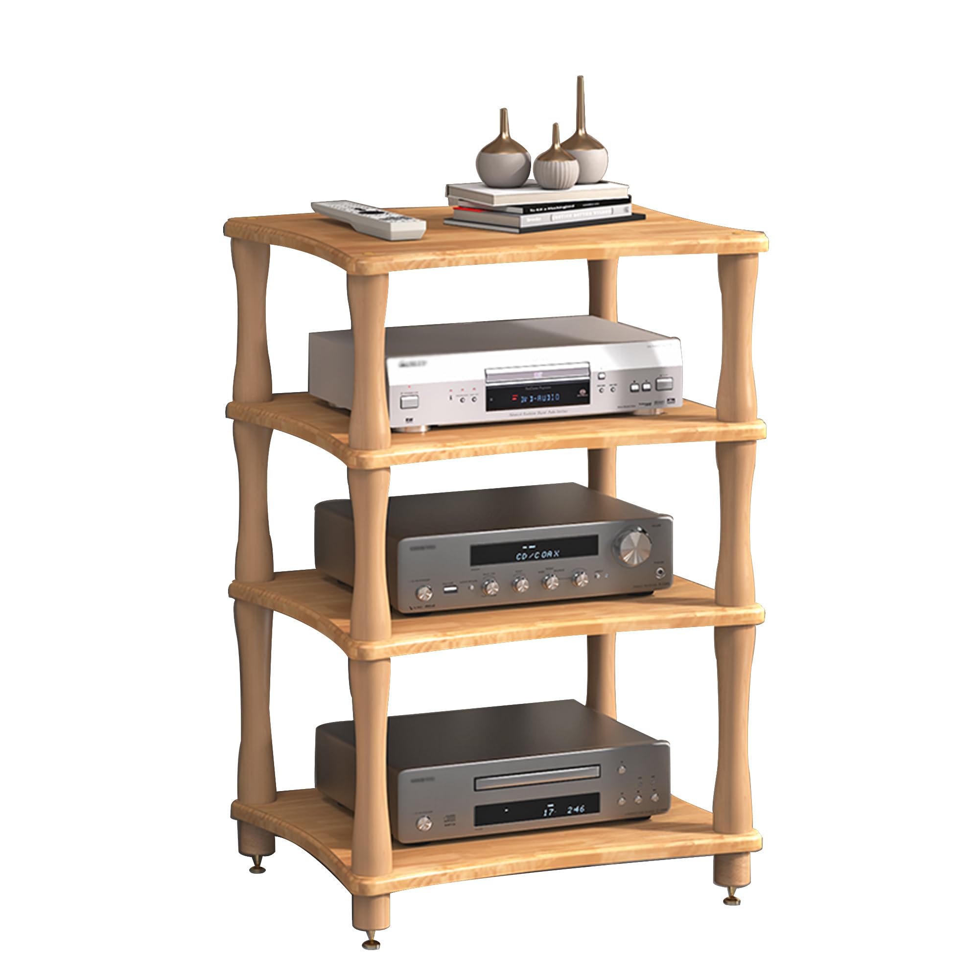 Mobile Giradischi in Legno Supporto Casse Audio HiFi Aperto Multifunzione Consolle per Jukebox Lettori Dvd Console di Gioco Accessori TV(Wood,60 * 48 * 86cm)