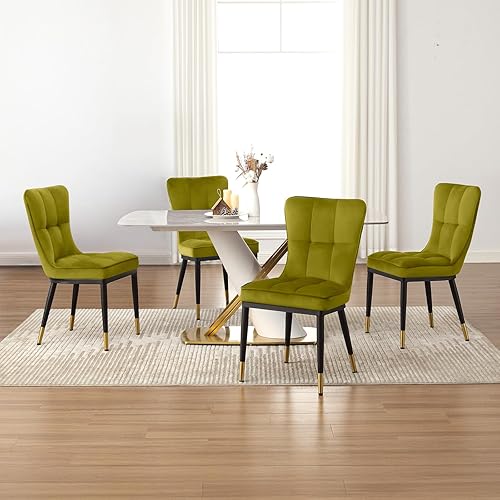 Miniatura 23 de Juego de 4 sillas de comedor modernas, cómodas sillas de comedor con asiento grueso, sillas de cocina tapizadas de piel sintética con patas de Pu