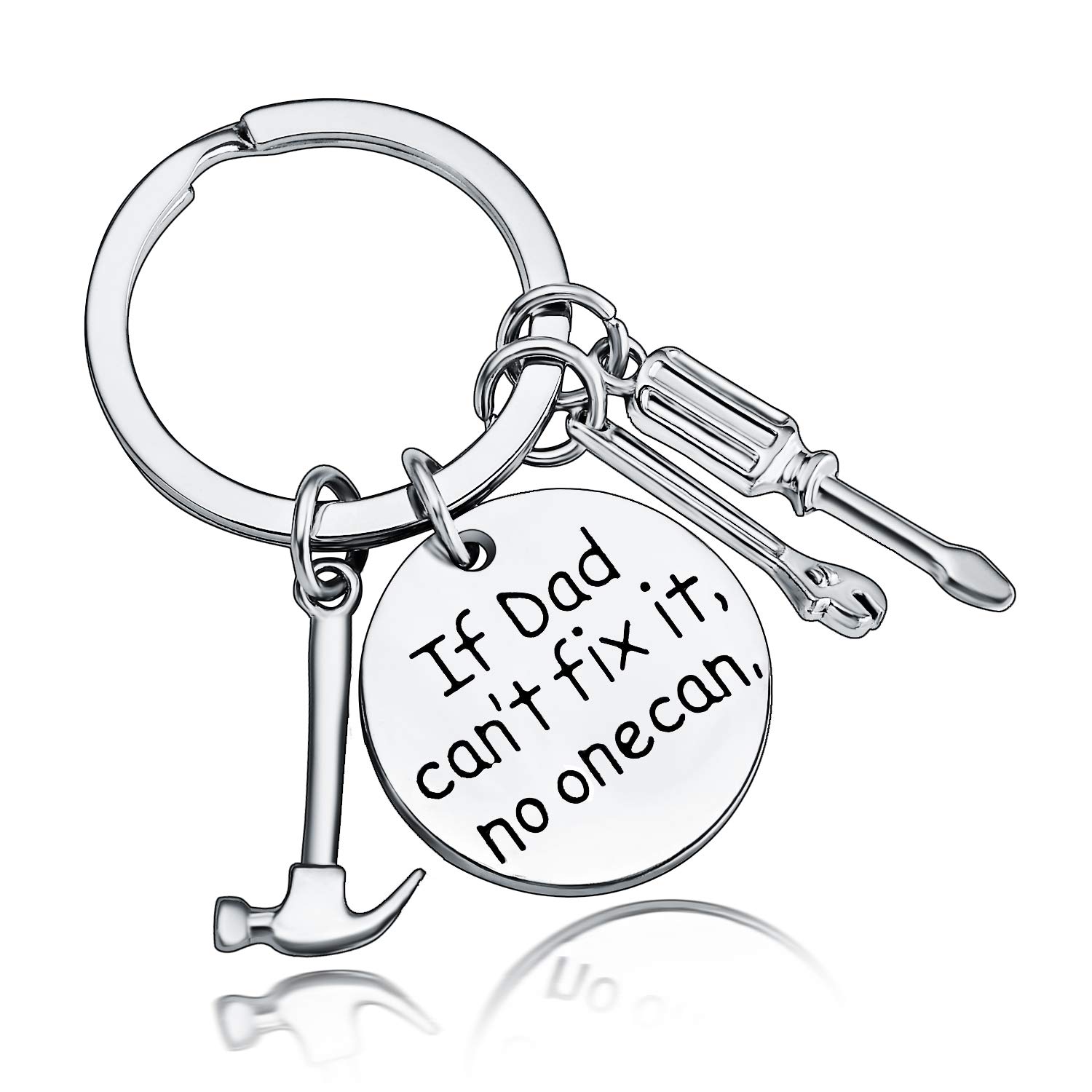 BESPMOSP Dad Keychain Daddy Gifts Father's Day Keyring Birthday Gifts From Daughter-If Dad Can't Fix It No One Can