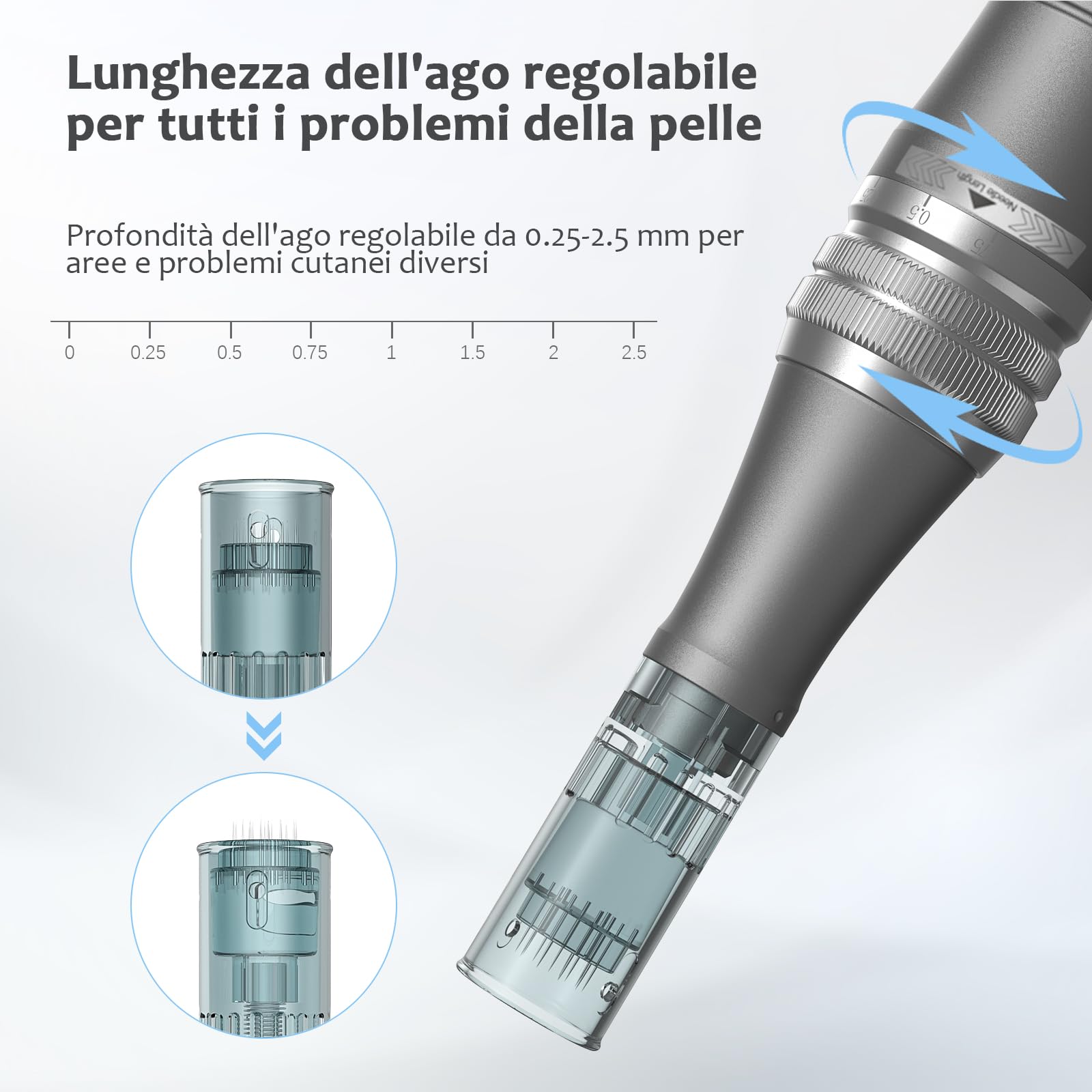 Ultima M8 Microneedling Pen, Macchina Professionale Microneedling Senza Fili, Microneedling Penna Kit per Viso Corpo Capelli Barba Crescita Regalo per Donne - 12 Cartucce di Ricambio