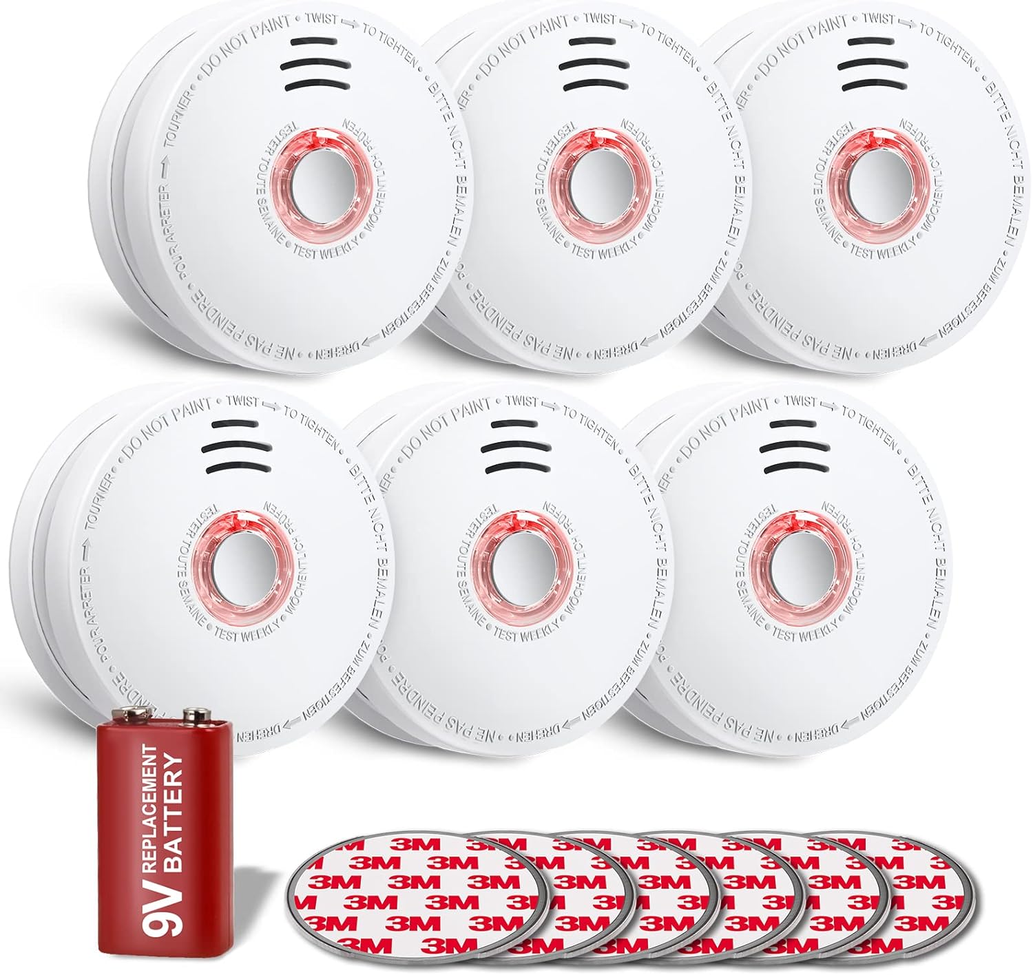 SITERWELL Smoke Detector Fire Alarm with Magnetic Fastening Kit and Built-in Battery, Fire Safety with Photoelectric Technology for Home Bedroom and Babyroom, UL Listed, GS528A, 6 Packs