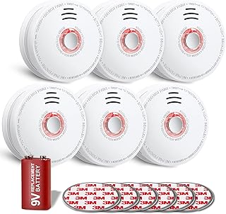 SITERWELL Smoke Detector Fire Alarm with Magnetic Fastening Kit and Built-in Battery, Fire Safety with Photoelectric Technology for Home Bedroom and Babyroom, UL Listed, GS528A, 6 Packs