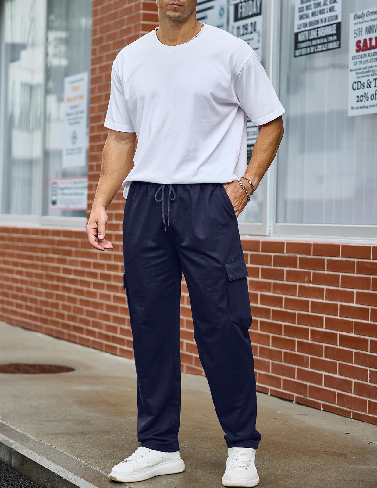 Halfword Sportivi Pantaloni Uomo Cargo Jogging Tuta Lunghi Cotone Chandal Allenamento Coulisse Tasche Casual Sportswear