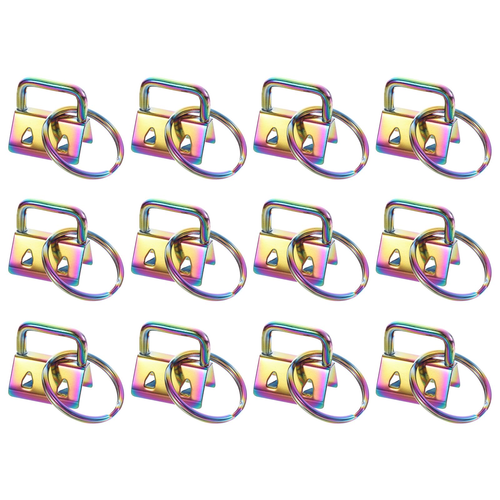 uxcell 12Pcs 20mm/ 0.8-inch Key Fob Hardware with Keychain Ring for Bag Webbing Wristlets, Lanyards, Rainbow
