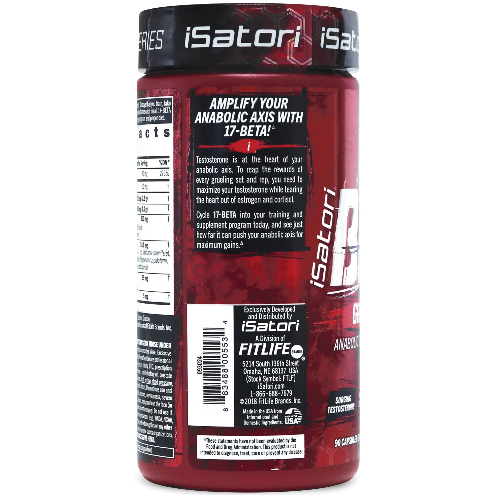 iSatori 17-Beta Anabolic Testosterone Booster - 90 Capsules (30 Servings) — Amazon image 3