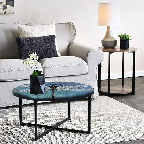 Miniatura 5 de Mantel de cierre de borde redondo, mantel con bordes elásticos de libélula, fondo antiguo estilo grunge vintage y insecto de libélula para mesas