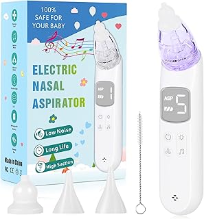 Electric Baby Nasal Aspirator - Rechargeable Baby Nose Sucker Nose Aspirator for Toddler, Automatic Nose Suction with 5 Suction Level, 3 Silicone Tips Music & Light Soothing