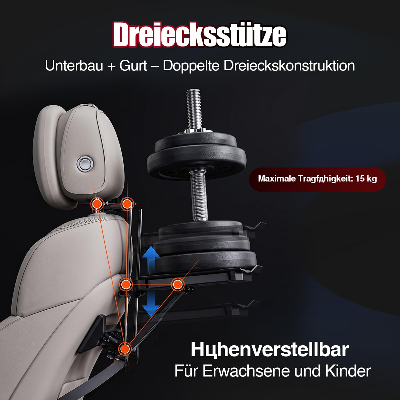 Tavolo pieghevole per auto, allungabile, per l'uso sui sedili anteriori e posteriori, design ergonomico, con portabicchieri nascosti e supporto per cellulare, per lavoro e relax