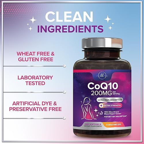 Miniatura 8 de Suplemento CoQ10 de 200 mg  Ultra Alta Absorción, Antioxidante para la Salud del Corazón y Apoyo a la Producción de Energía  Coenzima Q10