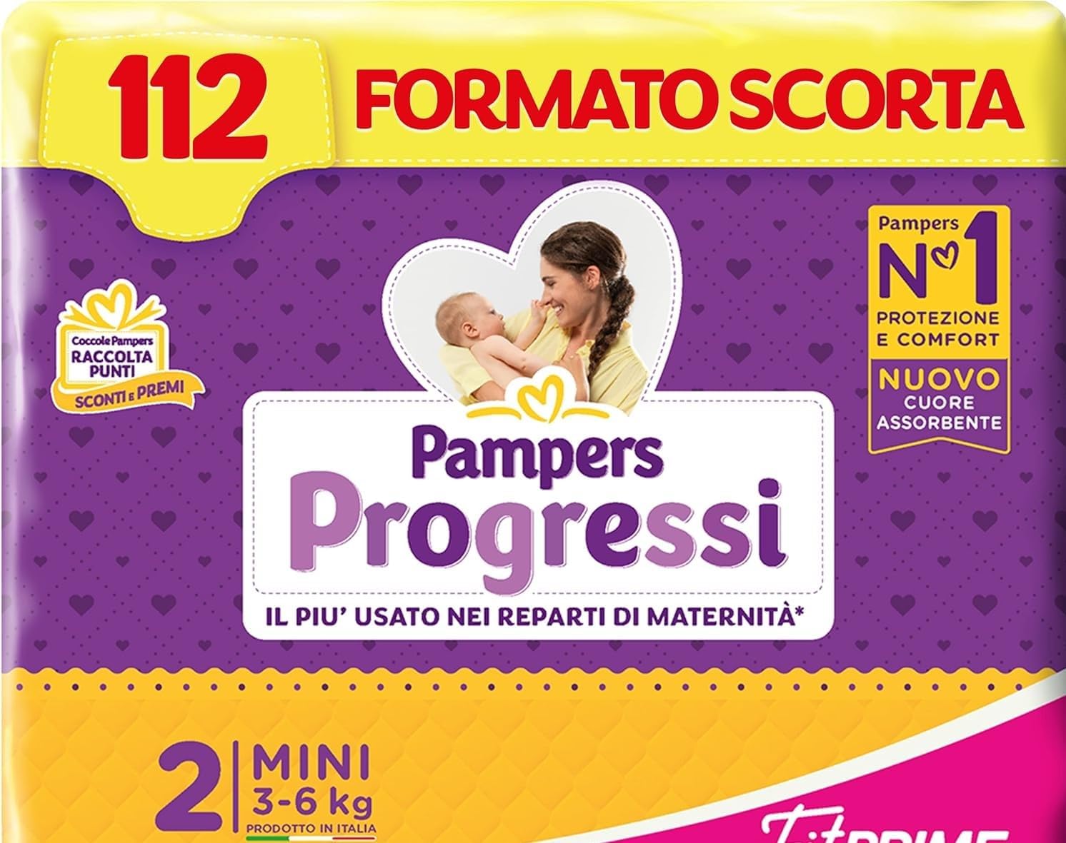 Pampers Progressi & Fit Prime Mini, 112 pañales, talla 2 (3-6 kg)