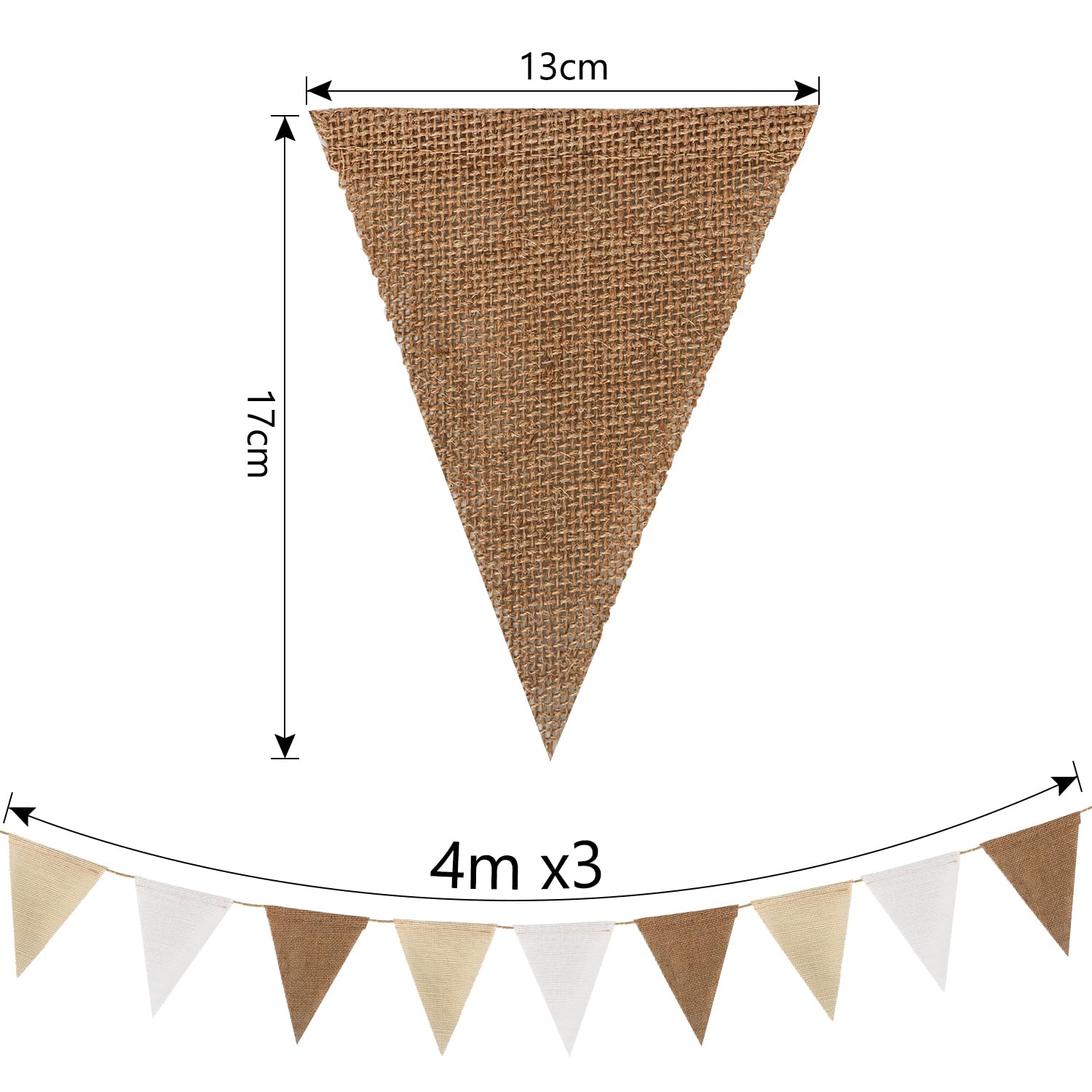 12M Boho Wimpelkette Beige Outdoor – Wetterfeste Girlande Mit 36 Wimpeln Für Hochzeit & Garten