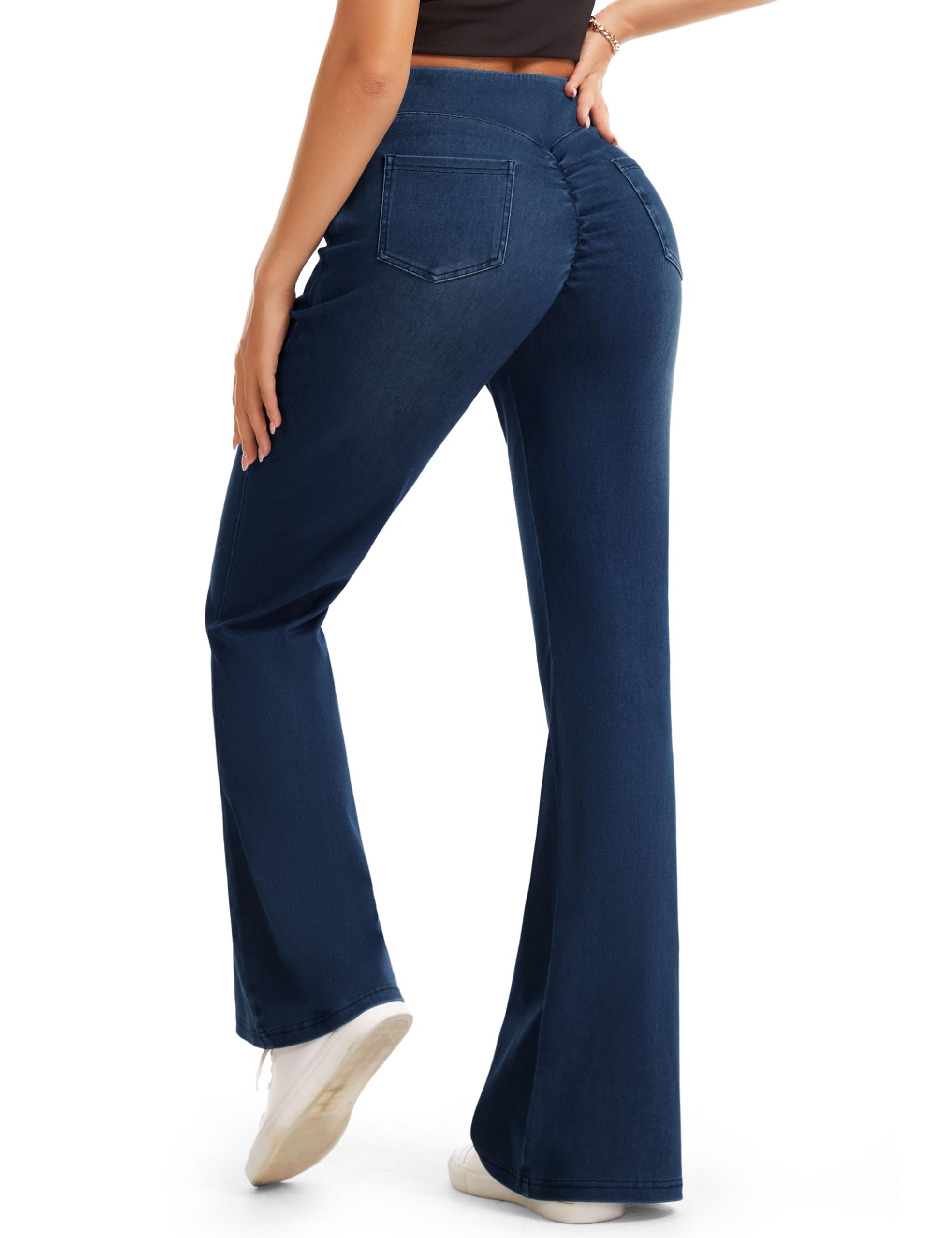THE GYM PEOPLE Damskie dżinsy Scrunch Butt Bootcut Stretch Flared