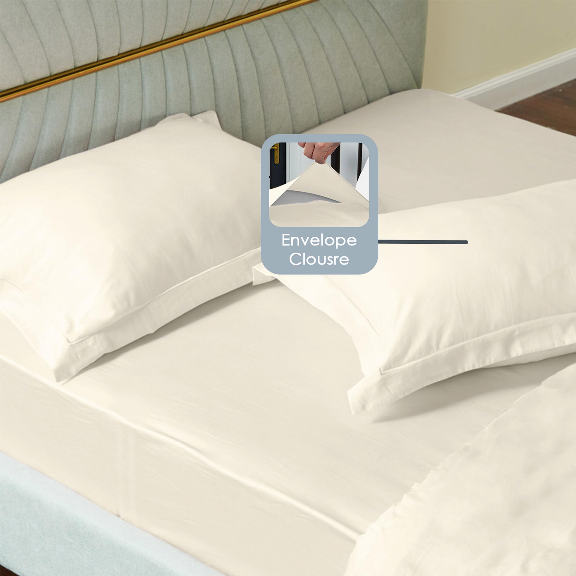 Pizuna Luxurious Cotton Emperor Size Fitted Sheets Ivory - Image 3