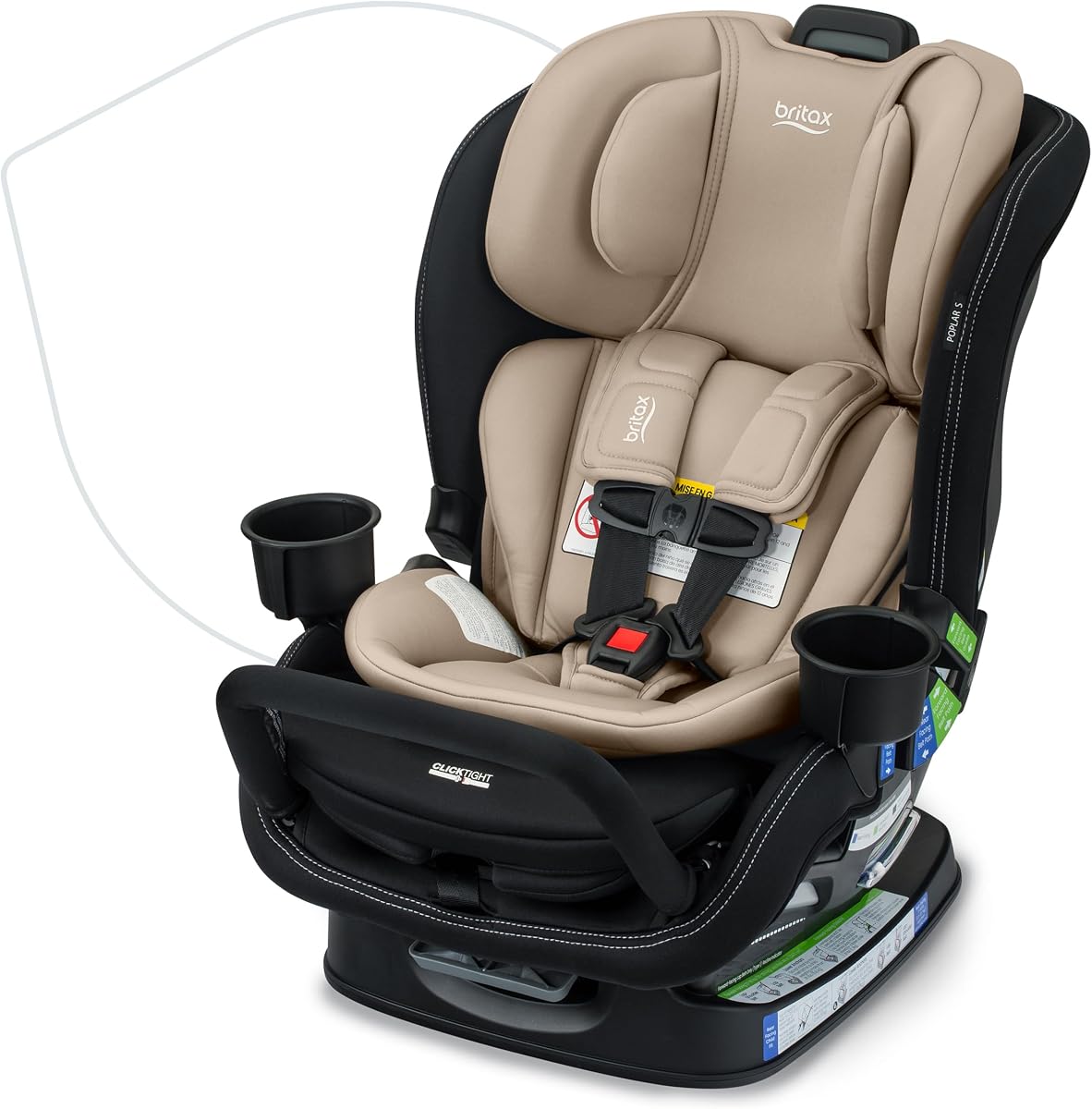 Poplar S Convertible Car Seat, 2-in-1 Car Seat with Slim 17-Inch Design, ClickTight Technology, Sand Onyx
