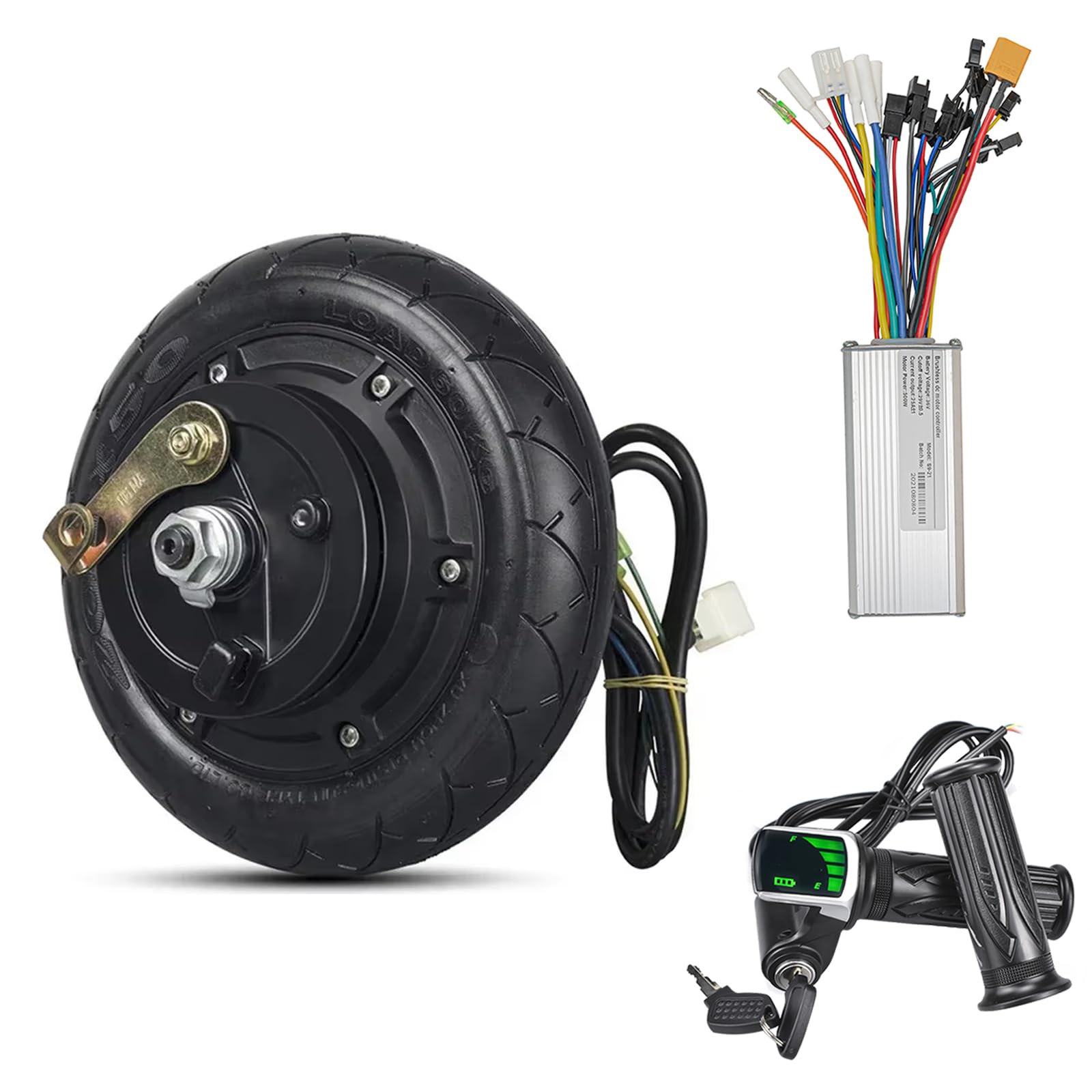 8inch Hub Motor Kit 36V 500W Brushless Hub Motor with 25A Controller Power Display Throttle 8in Motor Wheel
