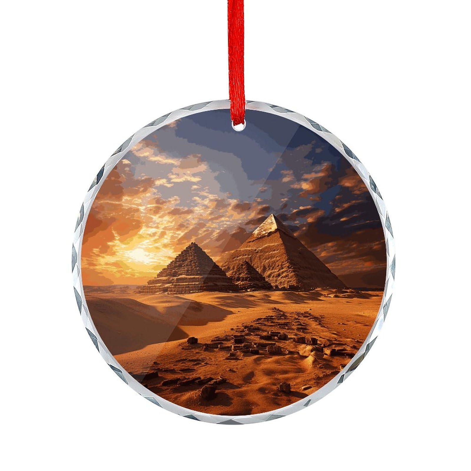 Fodpand Women's Style Egyptian Pyramids Round Glass Ornament Keepsake Gift Exchange Ideas Car Decor,Christmas Ornaments For Tree Window Garden Ornaments