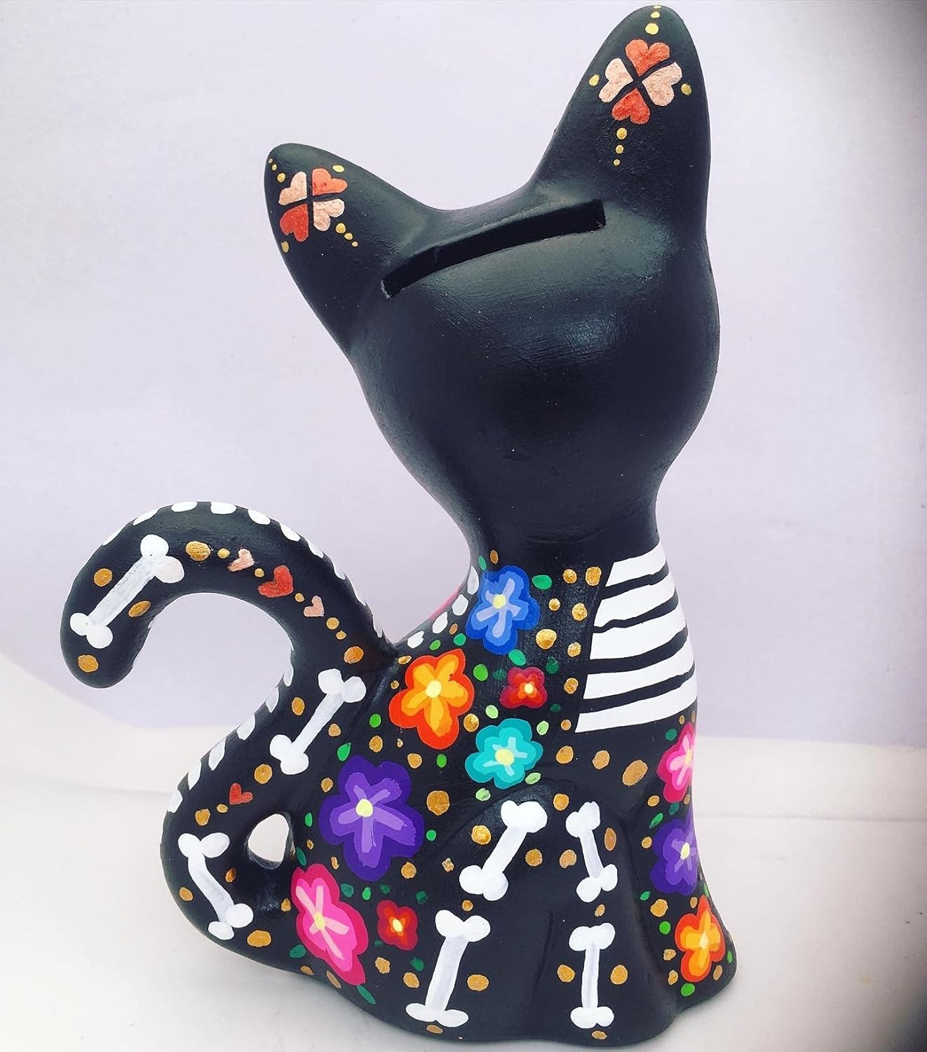 Catrina cat Figurine. Dia de Los Muertos. Ceramic Figure for The Decoration of The Day of The Dead. Pet Memento. Mexican Crafts. Original Gift