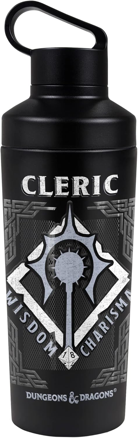 Dungeons & Dragons OFFICIAL Cleric 18 oz Insulated Water Bottle, Leak Resistant, Vacuum Insulated Stainless Steel with 2-in-1 Loop Cap