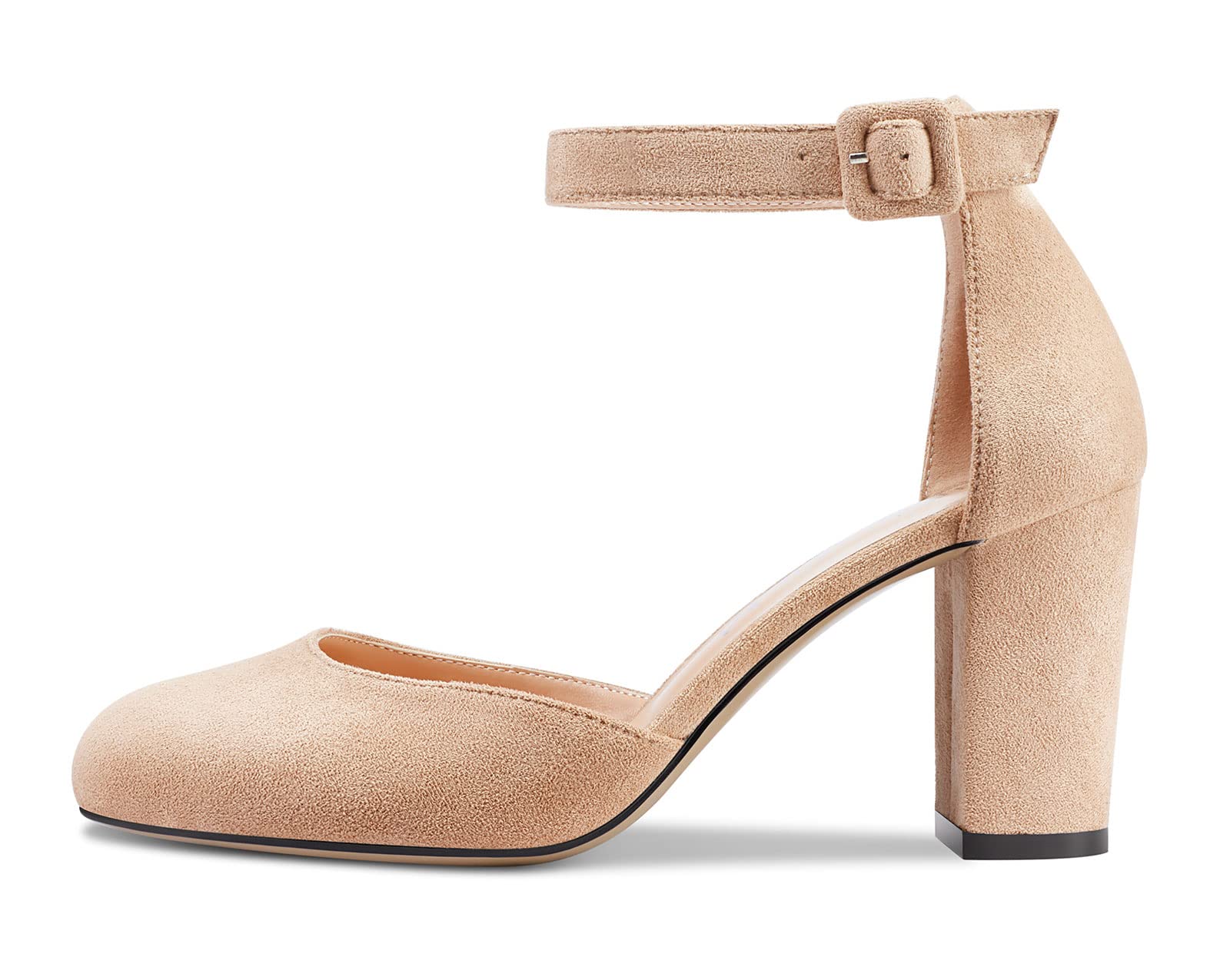 Sandalias de Tacón Medio para Mujer con Correa en Tobillo Talla Grande 8CM