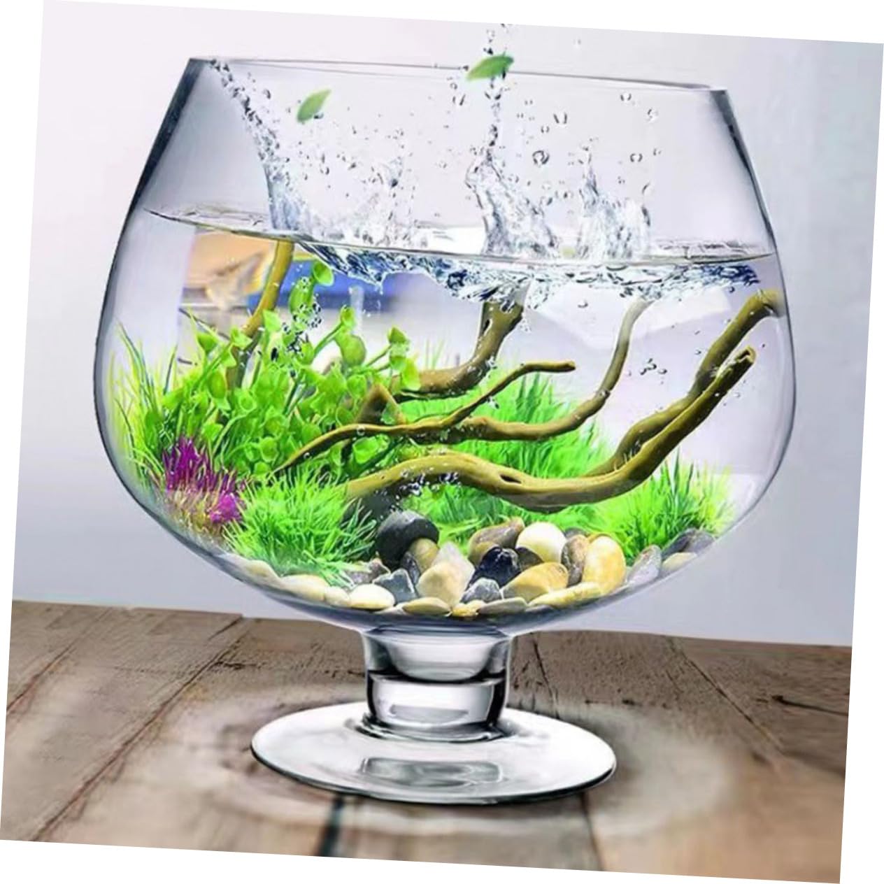 TOPBATHY Aquarium Décoratif en Verre pour Poissons Betta Mini Aquarium Design Moderne Et Élégant Idéal pour La Décoration De La Maison Ou du Bureau