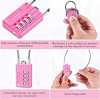 Vista 5 de SEPOX® Twins - Candado de combinación de 4 dígitos reiniciable, cable de acero de vinilo extra largo de 12.6 in, bloqueo multiusos para casillero