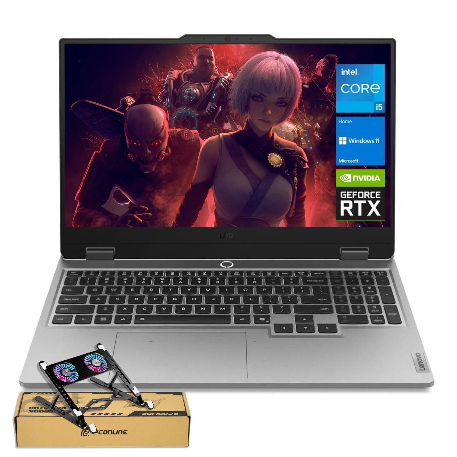 LenovoLOQ 15 15ARP9 RTX 4060 Gaming Laptop, 15.6" FHD 144Hz, AMD Ryzen 7 7435HS, NVIDIA RTX 4060, 32GB DDR5 RAM, 1TB SSD, Backlit KB, RJ-45, Bundle with PCO Laptop Cooler