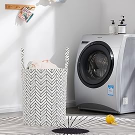 TECHMILLY Large Storage Basket for Girls and Boys, Collapsible Laundry Hamper with Long Handles, Toy Bins for Nursery, Kids Room Dcor