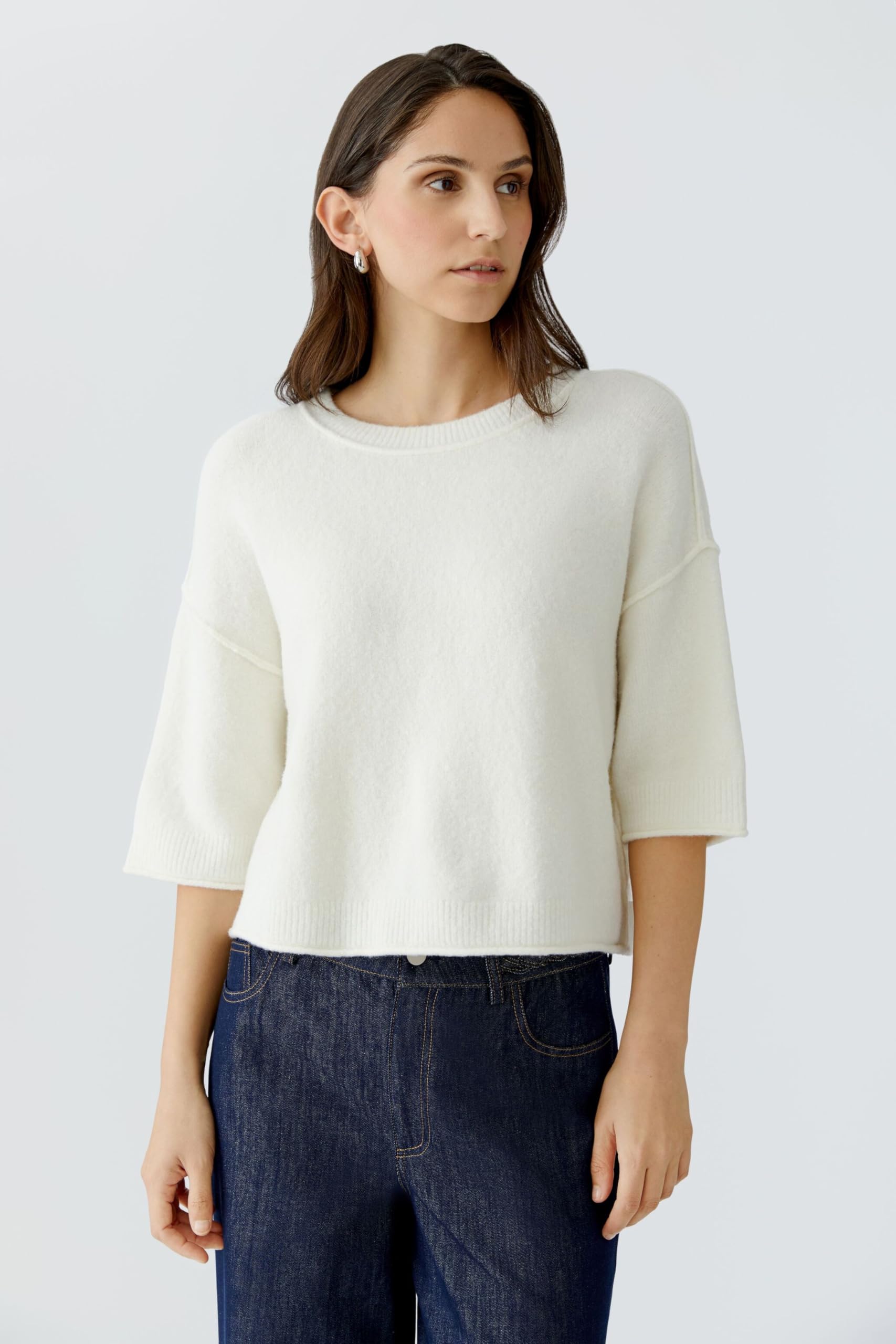 Oui Damen Pullover boxy geschnitten Uni