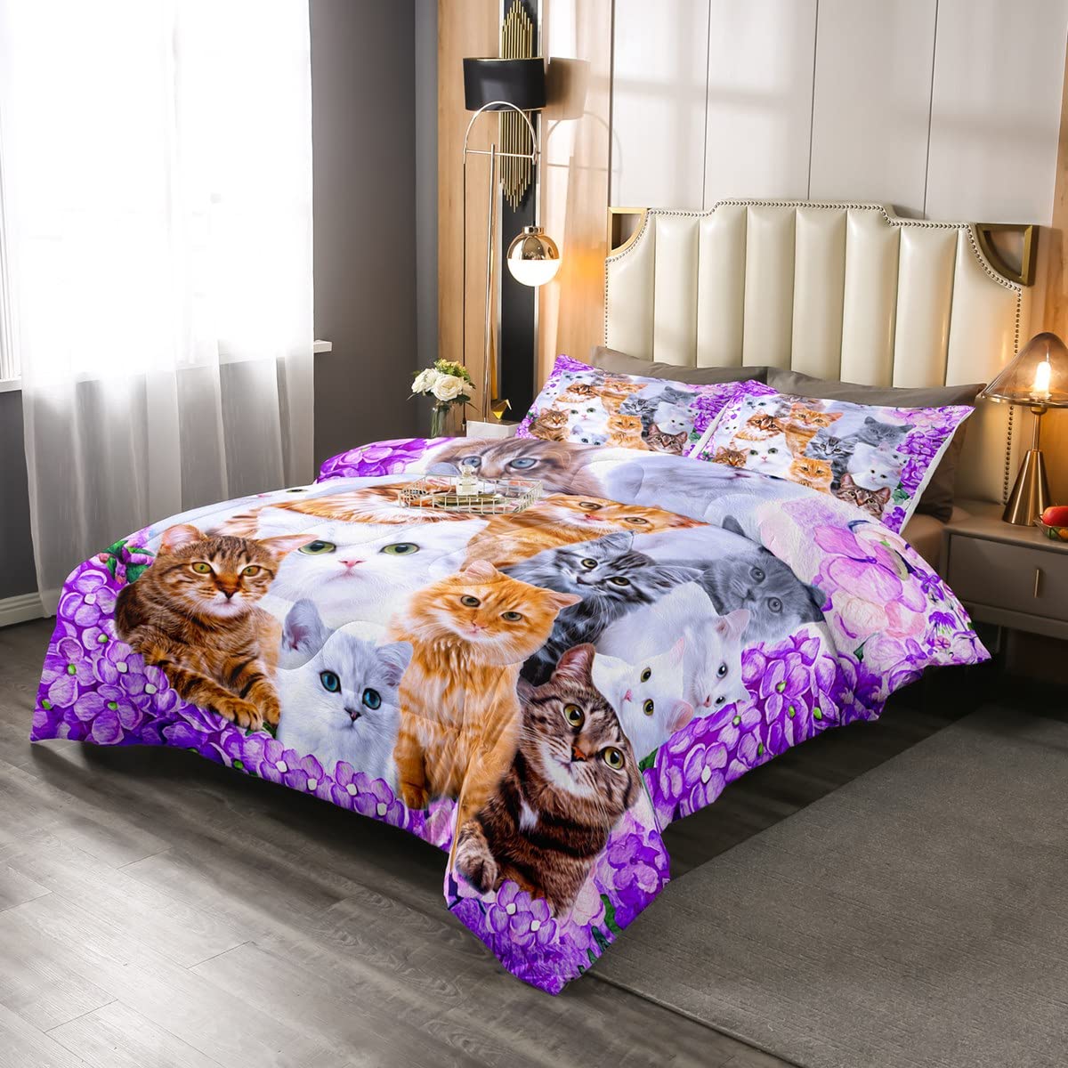 Floral Duvet Cover Erosebridal Kids Cat Comforter Set Twin Size