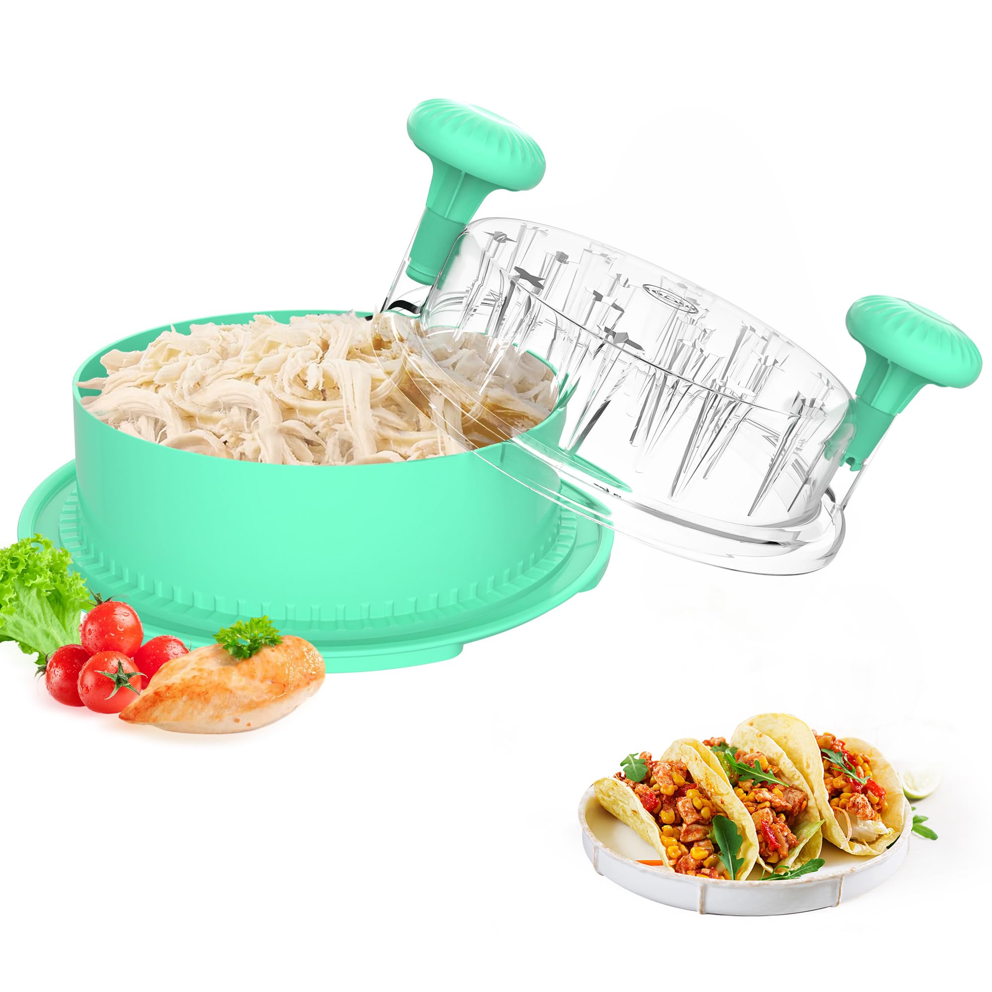 Chicken Shredder, 2025 Pro Chicken Breast Shredder Tool Twist Large, Visible Meat Shredder Machine with Widened Anti Slip Mat Fix, Suitable for Tocas, Buffalo Chicken Dip, Dishwasher Washable