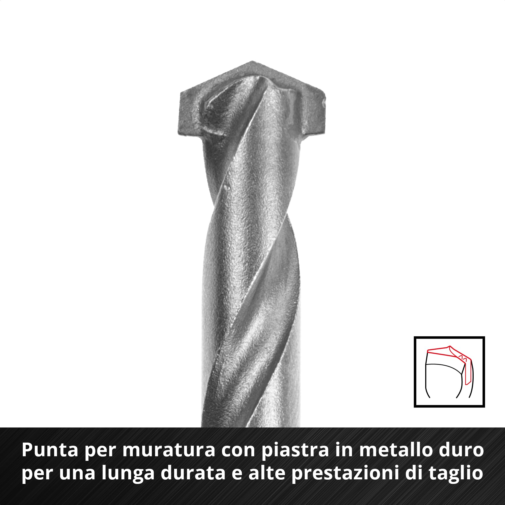 Set di punte per muratura originale Einhell S-CASE da 10 pezzi (secondo DIN 10083-2 in acciaio per utensili, gambo E 6,3, punta in metallo duro, mandrino a rullini, inclusa scatola di custodia)