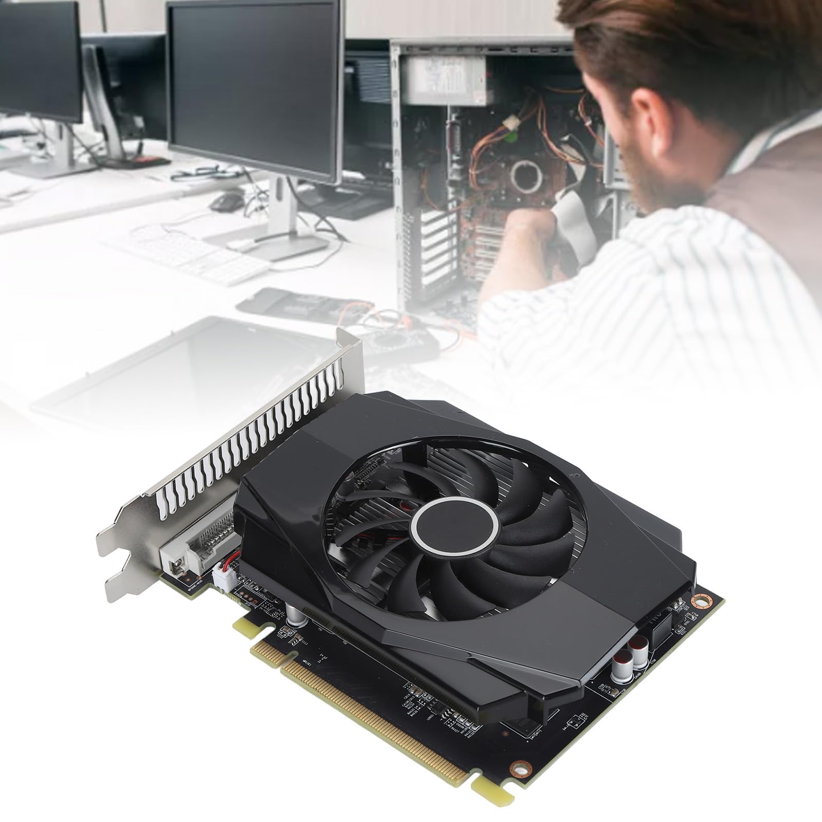 Karta graficzna RX 550 D5, 128-bitowa 4 GB GDDR5 1183/6000MHz, karta graficzna do gier PCI Express 3.0, DP1.4 HDR HD DVI D z wentylatorem chłodzącym do gier biurowych i komputerowych