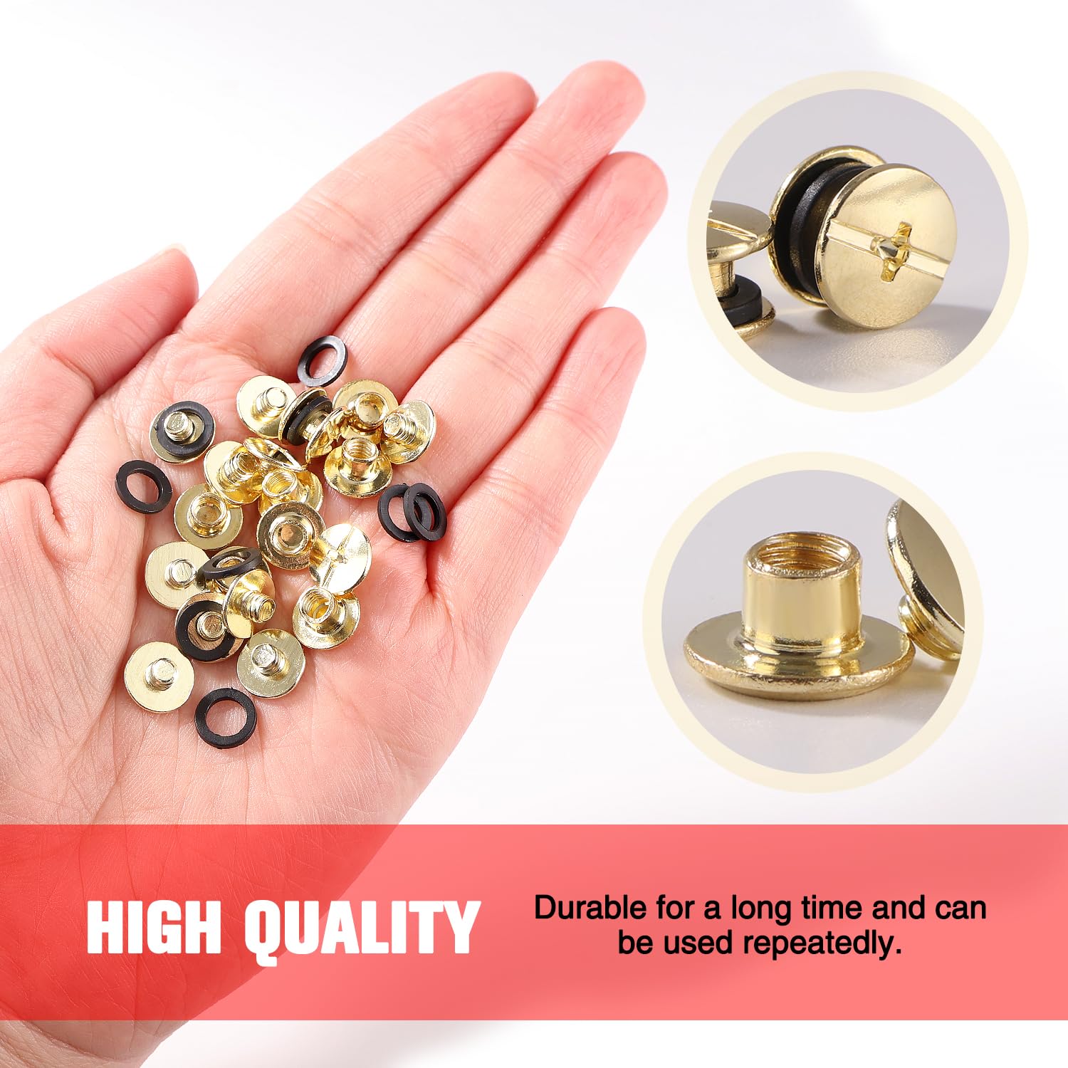 YIXISI 30 Set M5x4mm Chicago Binding Screws Kit, Book Binding Rivets, Leather Rivets, Binding Screws Posts - Image 3