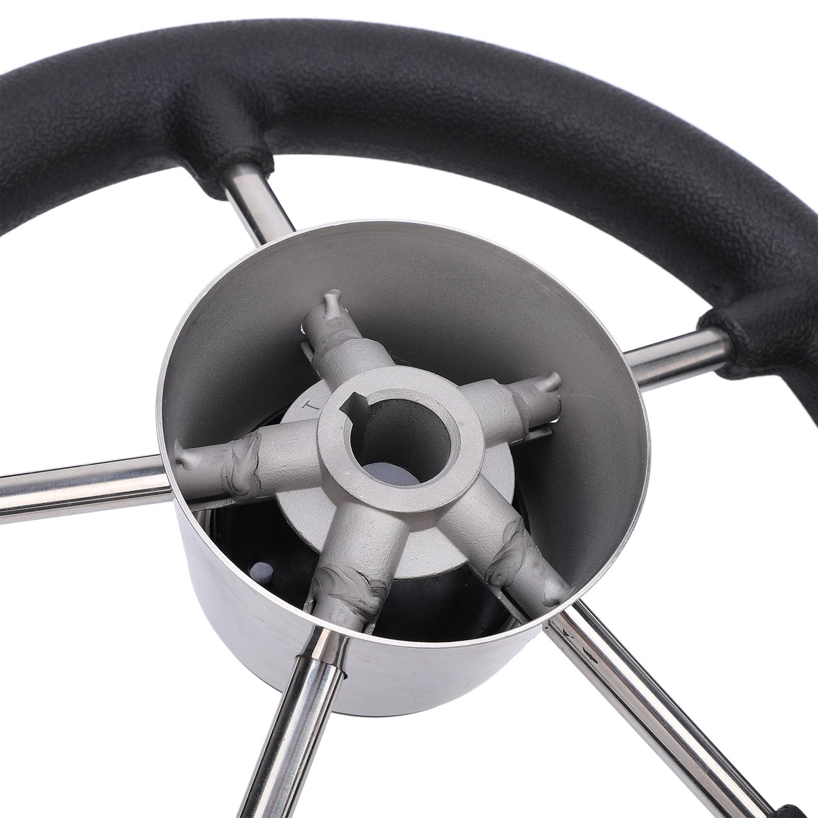 Volante para Barco de 11 Pulgadas, 5 Radios, 25 Grados, Acero Inoxidable 304 Volante para Barco de 11 Pulgadas, 5 Radios, Acero Inoxidable 304 de 25 Grados con Agarre de Espuma para Barcos,