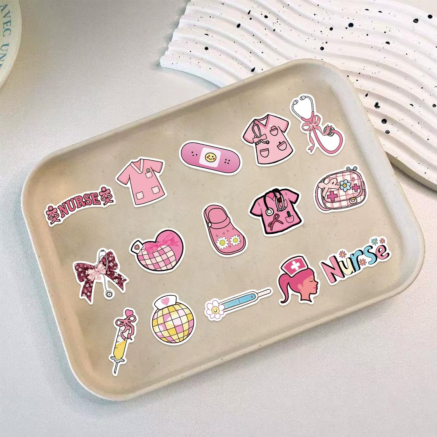 50 Pcs Bow Nurse Stickers for Kids Teens Adults Boys Girls Gift,Bowknot Decals Pack for Laptop,Skateboard,Luggage,Car,Bike,Cup,Computer,Water Bottle Decor,Vinyl Waterproof Stickers - Image 4