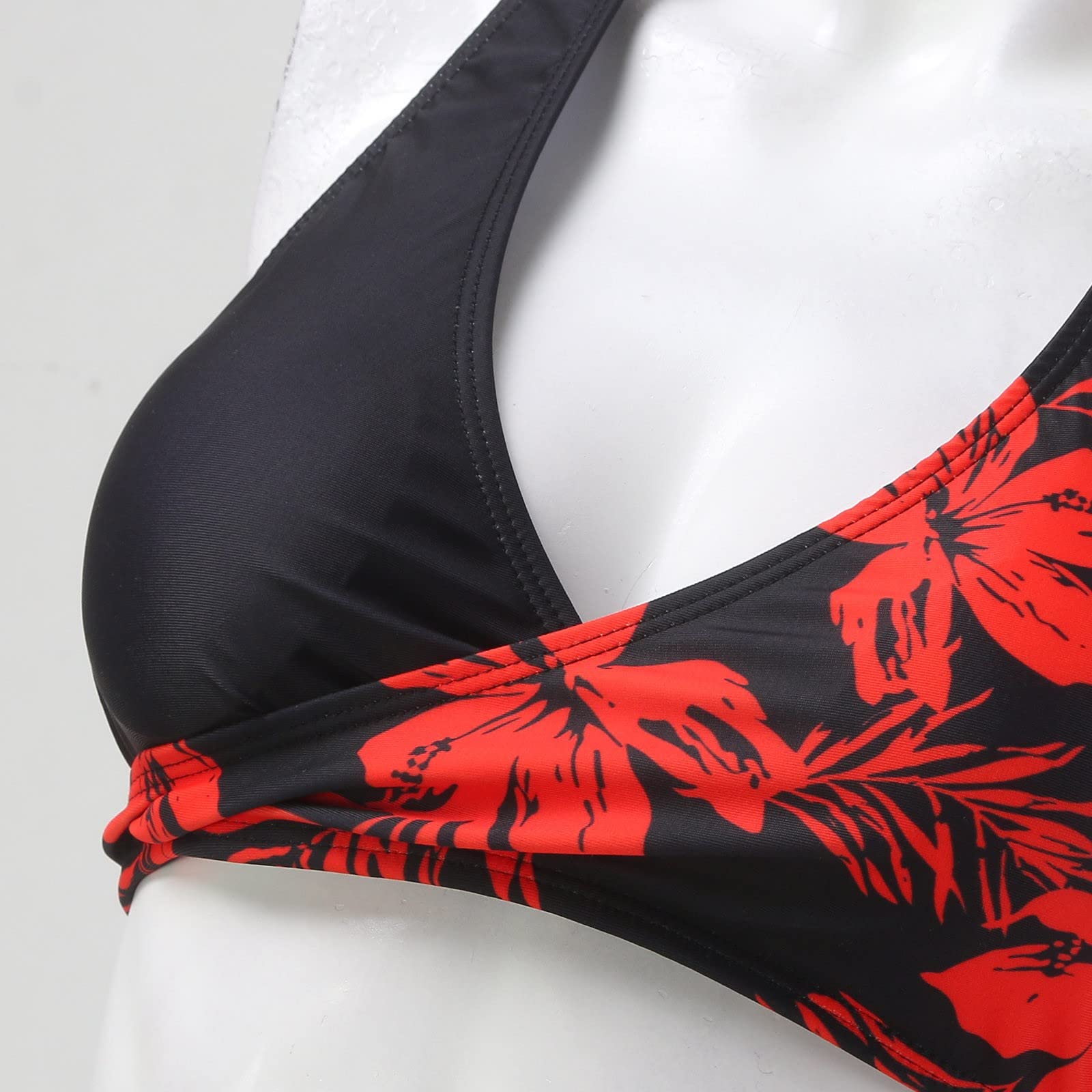 Damskie Zestawy Bikini Z Wysokim Stanem, Dwuczęściowy Strój Kąpielowy, Przednim Węzłem, Miętowo-zielona, ​​XXL