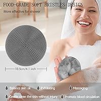 Vista 5 de INNERNEED - Cepillo de ducha de silicona suave de grado alimenticio para el cuerpo, cepillo de limpieza manual portátil, exfoliante suave y hace Gris